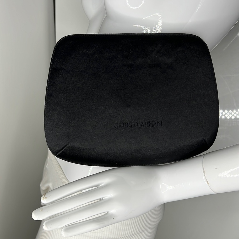 Giorgio Armani Black Silk Satin Structured Cluch Bag